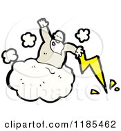 Cartoon Of A God In The Clouds With A Lightning Bolt Royalty Free Vector Illustration