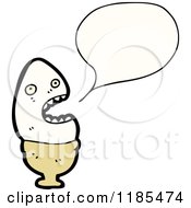 Cartoon Of An Egg Person Character Speaking Royalty Free Vector Illustration by lineartestpilot