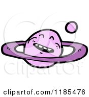 Cartoon Of A Ringed Planet With A Face Royalty Free Vector Illustration by lineartestpilot