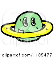 Cartoon Of A Ringed Planet With A Face Royalty Free Vector Illustration by lineartestpilot