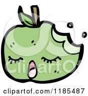 Cartoon Of A Half Eaten Green Apple Royalty Free Vector Illustration
