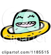 Cartoon Of A Ringed Planet With A Face Royalty Free Vector Illustration