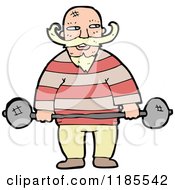 Cartoon Of A Man With A Mustache Lifting Weights Royalty Free Vector Illustration