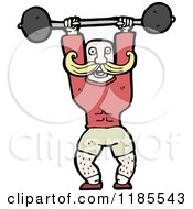 Cartoon Of A Man With A Mustache Lifting Weights Royalty Free Vector Illustration
