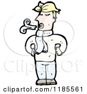 Cartoon Of A Man In The Cold Wearing A Scarf Royalty Free Vector Illustration