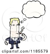 Cartoon Of A Man Smoking And Thinking Royalty Free Vector Illustration