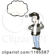Cartoon Of A 1950s Man With A Pompadour Thinking Royalty Free Vector Illustration by lineartestpilot