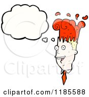 Cartoon Of A Man With His Brain On Fire Thinking Royalty Free Vector Illustration by lineartestpilot