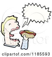 Cartoon Of A Man Eating A Hotdog Speaking Royalty Free Vector Illustration by lineartestpilot