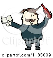 Cartoon Of A Man Reading And Drinking Royalty Free Vector Illustration
