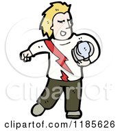 Cartoon Of A Man Wearing A Shirt With A Lightning Bolt Royalty Free Vector Illustration