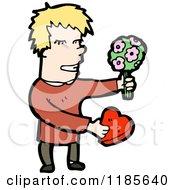 Poster, Art Print Of Man In Love With Flowers And Chocolates