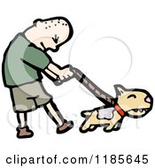 Cartoon Of A Man Walking A Dog Royalty Free Vector Illustration