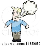 Cartoon Of A Man Blowing Smoke Royalty Free Vector Illustration