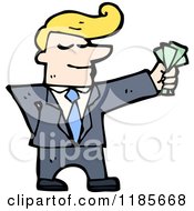 Cartoon Of A Businessman Holding Money Royalty Free Vector Illustration by lineartestpilot