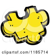 Cartoon Of A Yellow Puzzle Piece Royalty Free Vector Illustration by lineartestpilot