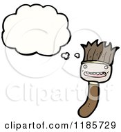 Cartoon Of A Thinking Paintbrush Royalty Free Vector Illustration