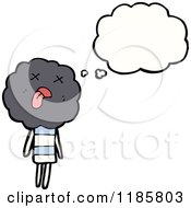 Cartoon Of A Storm Cloud Person Thinking Royalty Free Vector Illustration