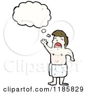 Cartoon Of A Man Wearing A Bath Towel Thinking Royalty Free Vector Illustration by lineartestpilot