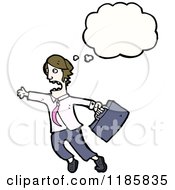 Cartoon Of A Man With A Briefcase Flying And Thinking Royalty Free Vector Illustration by lineartestpilot