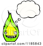 Cartoon Of A Flame Mascot Thinking Royalty Free Vector Illustration