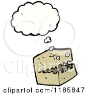 Cartoon Of A Box With A Face Thinking Royalty Free Vector Illustration