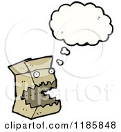 Cartoon Of A Box With A Face Thinking Royalty Free Vector Illustration