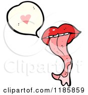 Cartoon Of A Mouth And Long Tongue Speaking Of Love Royalty Free Vector Illustration