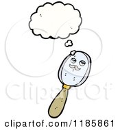 Cartoon Of A Magnifying Glass Thinking Royalty Free Vector Illustration