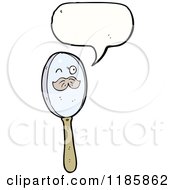 Cartoon Of A Speaking Magnifying Glass With A Mustache Royalty Free Vector Illustration