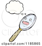 Cartoon Of A Magnifying Glass Thinking Royalty Free Vector Illustration