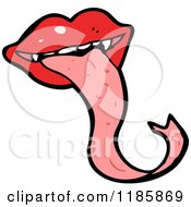 Cartoon Of A Red Lipped Mouth With A Long Tongue Royalty Free Vector Illustration