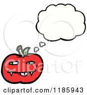 Cartoon Of A Vampire Tomato Thinking Royalty Free Vector Illustration