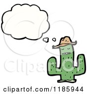 Cartoon Of A Saguaro Cactus Wearing A Hat And Thinking Royalty Free Vector Illustration