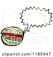 Cartoon Of A Hamburger Speaking Royalty Free Vector Illustration by lineartestpilot