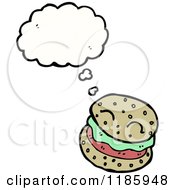 Cartoon Of A Hamburger Speaking Royalty Free Vector Illustration by lineartestpilot