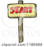 Cartoon Of A Wooden Sign With The Word Start Royalty Free Vector Illustration