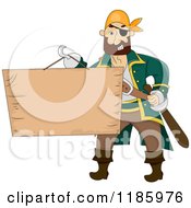 Poster, Art Print Of Male Pirate Holding A Wood Sign On His Hook Hand