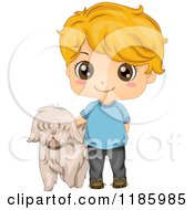 Poster, Art Print Of Cute Blond Boy And Pet Dog