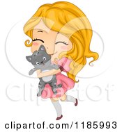 Poster, Art Print Of Cute Blond Girl Hugging Her Cat