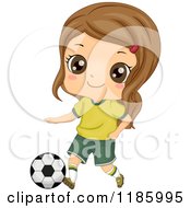 Poster, Art Print Of Cute Brunette Girl With A Soccer Ball