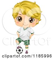 Poster, Art Print Of Cute Blond Boy With A Soccer Ball