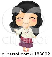 Cute Filipino Girl Waving And Wearing A Traditional Kimona