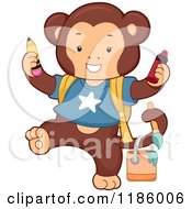 Poster, Art Print Of Student Monkey With Art Supplies