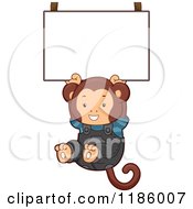 Poster, Art Print Of Student Monkey Hanging From A Sign