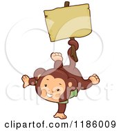 Poster, Art Print Of Cute Monkey Holding A Sign With His Tail