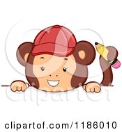 Poster, Art Print Of Student Monkey With A Pencil Over A Sign