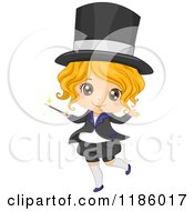 Poster, Art Print Of Happy Blond Magician Girl With A Wand