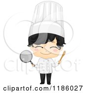 Cute Chef Boy Holding A Spoon And Saucepan