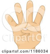 Cartoon Of A Kids Hand Counting Number Four Royalty Free Vector Clipart
